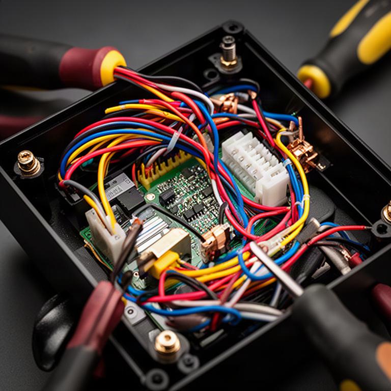 Cableado interno de un equipo electrónico preparado para una reparación cuidadosa