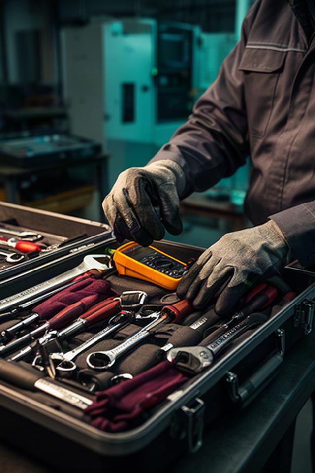 Técnico preparando herramientas para una revisión preventiva en un espacio industrial
